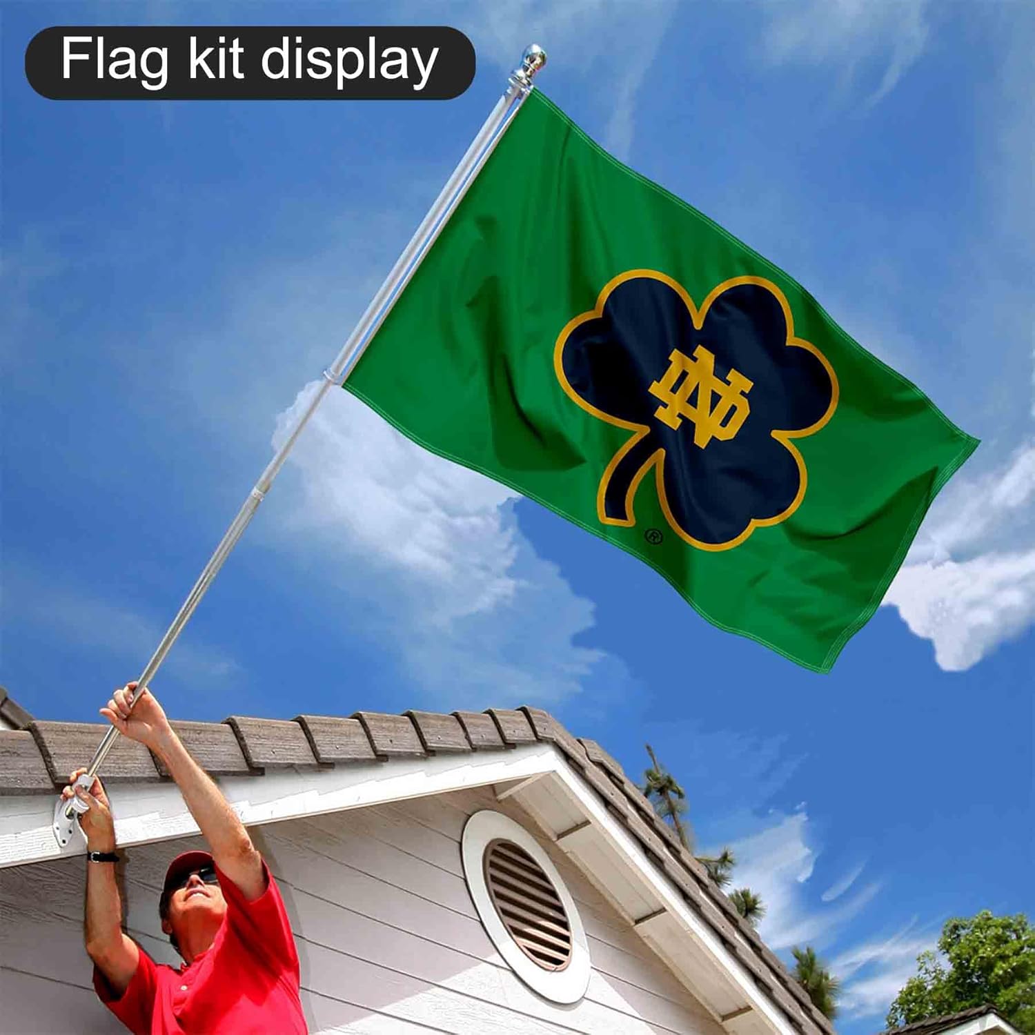 Irish Shamrock Flag with Pole and Bracket Mount Kit