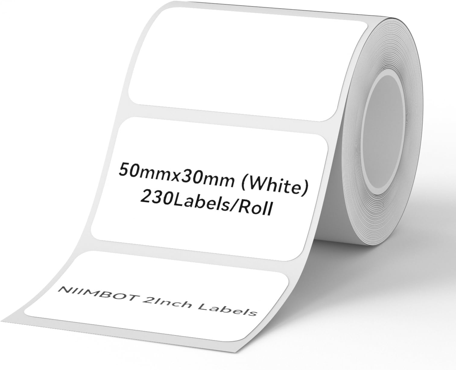 NIIMBOT Labels for B1/B21/B3S Label Maker, 50 x 30 mm (1.97'' x 1.18'') 230 Tapes/Roll, Thermal Label Tape, Waterproof, Oil-Proof for Home Office Small Business Labeling Tape Replacement(White)