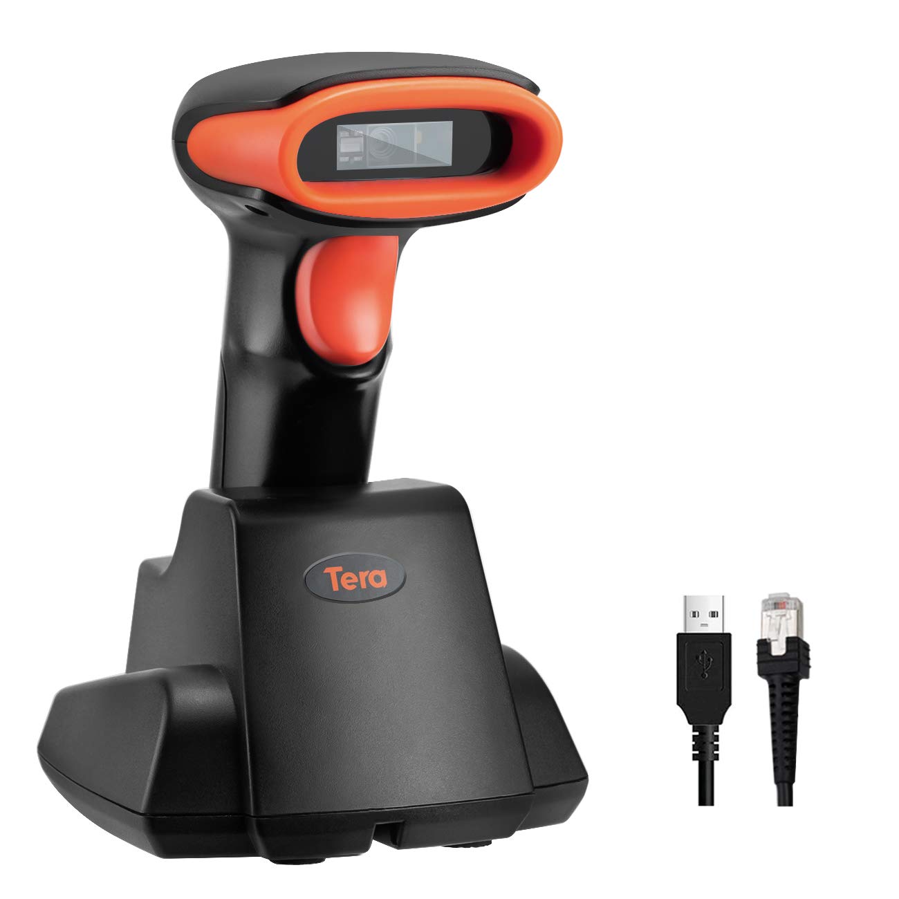 Tera Barcode Scanner Wireless 2,4GHz Lettore di Codici a Barre per QR 2D 1D con Stazione di Ricarica, D6100