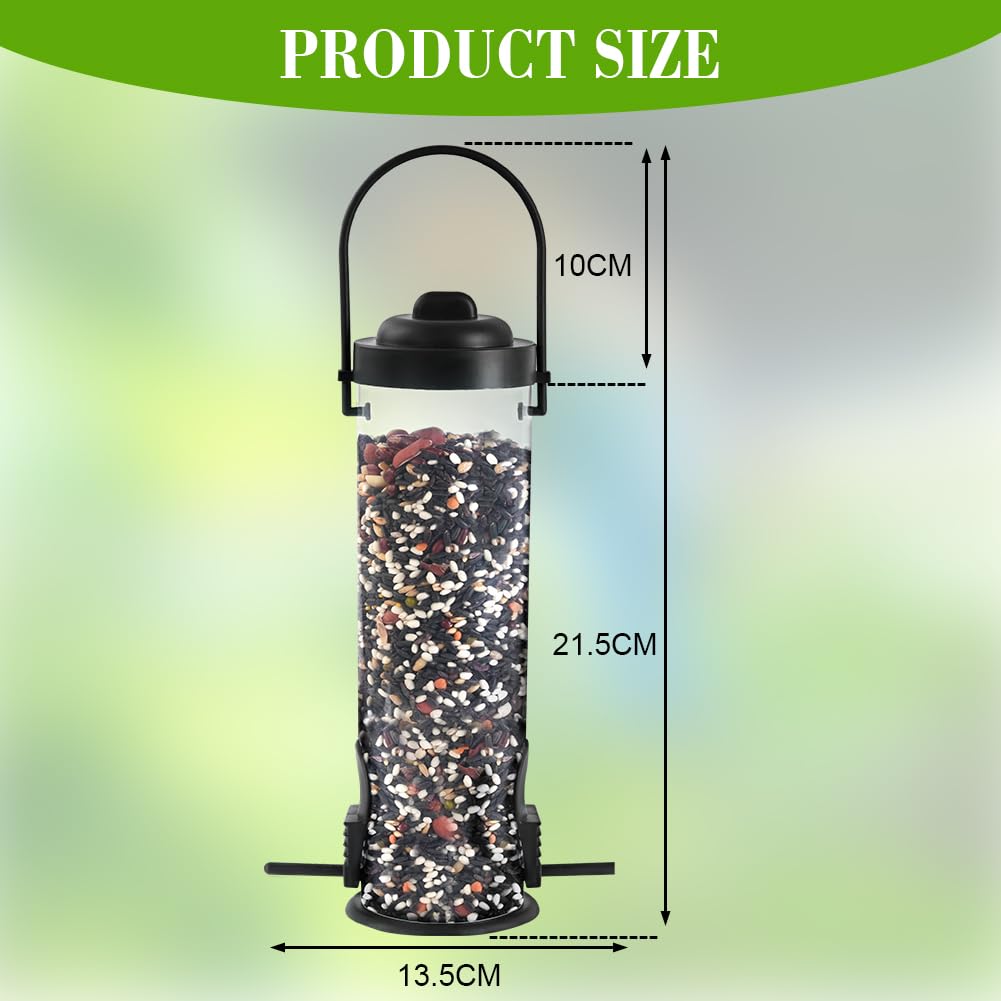OFFCUP Comedero para Pájaros, 2PCS Colgando Alimentador, Comedero de Semillas Aves Silvestre con 2 Lugares de Acceso, Comedero para pájaros en Forma de Columna para Mezclas de Semillas (Verde+Negro) — view 2