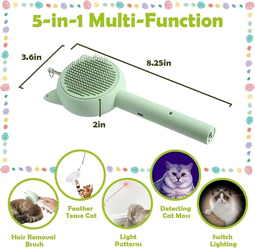 Miniatura 2 de Juguete de cepillo para gatos, 5 en 1, juguetes interactivos para gatos, varita retráctil para burlas de gatos, cepillo de limpieza para mascotas,