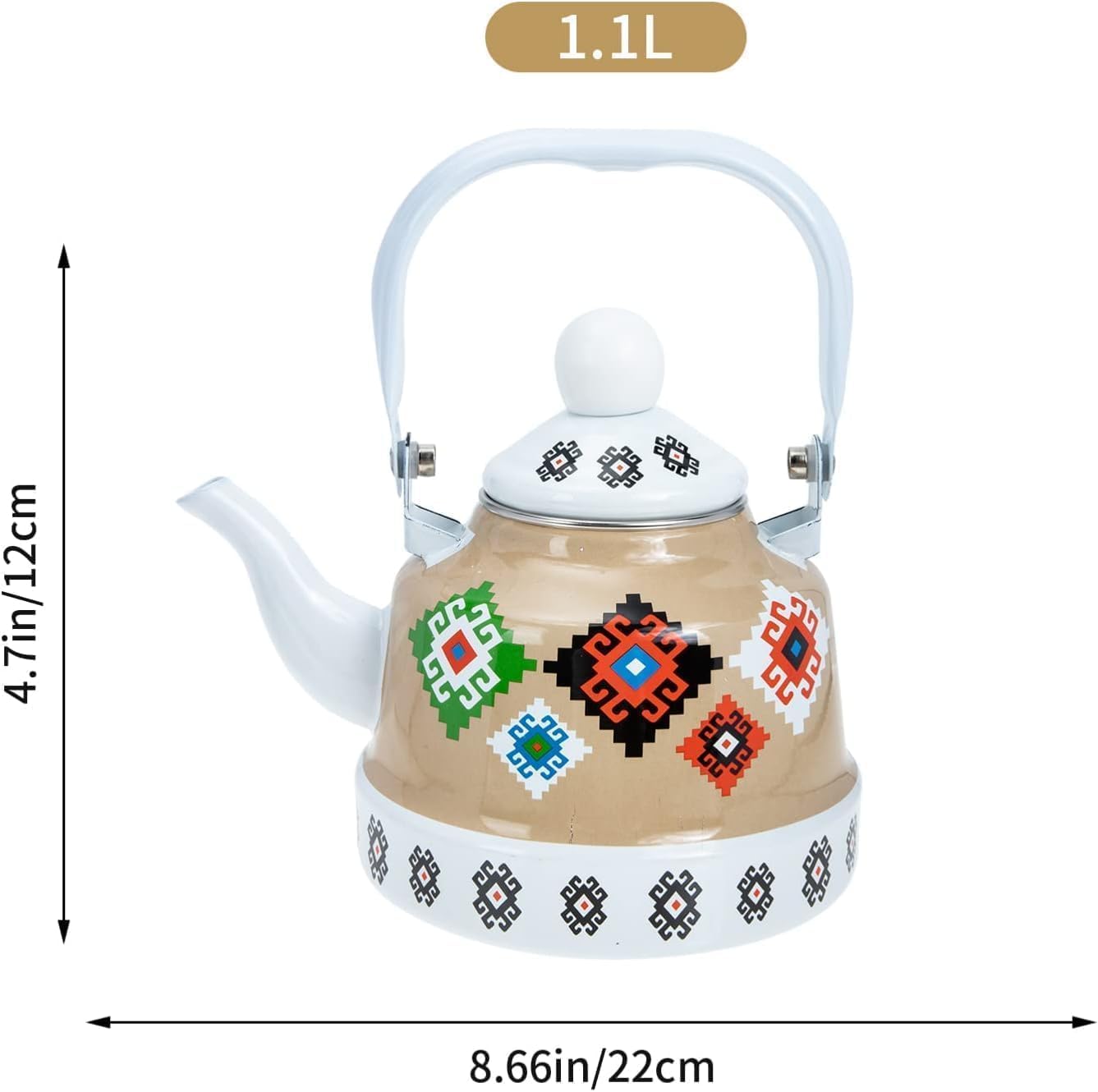 Enameled Teakettle, stove top kettle,Retro Decor Enameled Teakettle,Colorful Hot Water Tea Kettle,1.1L Vintage Teakettle Decorative Enamel Tea Kettle Flower Teapot Gas Stove Kettle Water Boilng Pot f