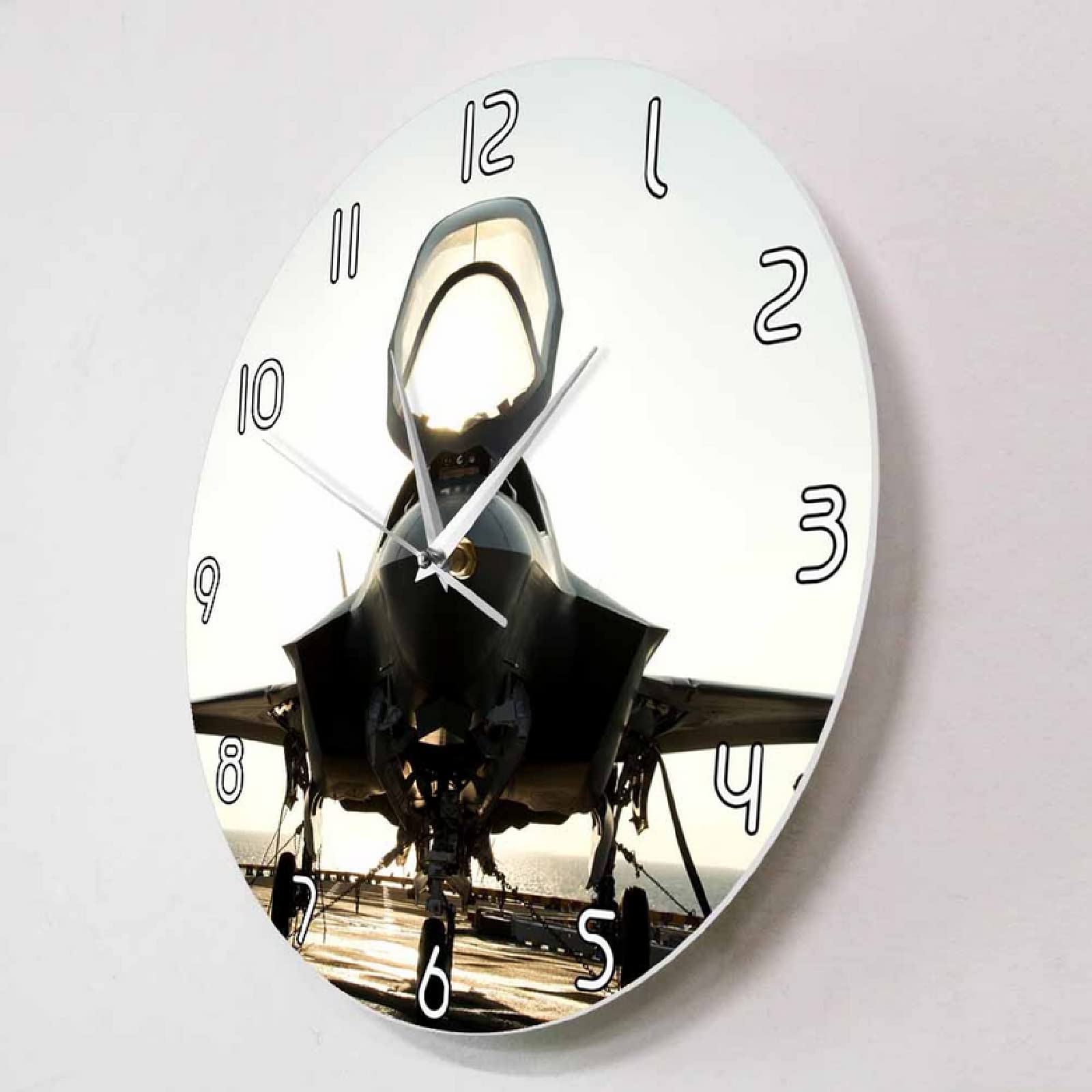 (30cm) Reloj de Pared silencioso sin tictac de diseño Moderno Jet Fighter para Sala de Estar piloto, decoración del hogar de aviación, Relojes, Reloj de Pared