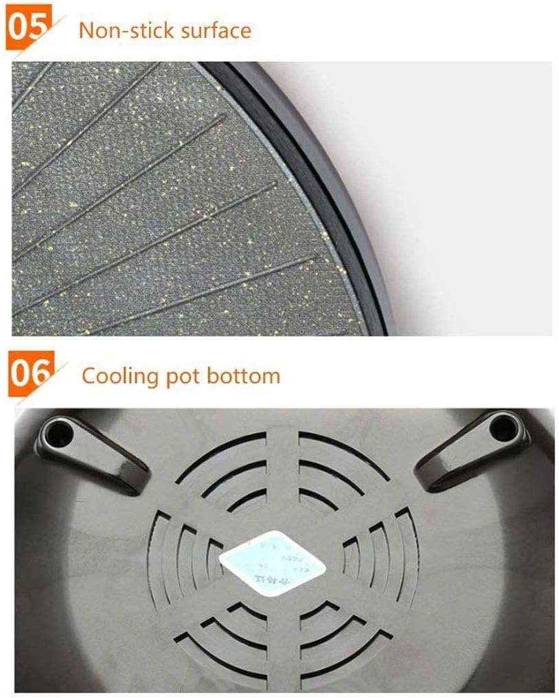 Electric Grill Hot Pot, Multi-function Smokeless Barbecue Separate Plate Cleaning 1600W