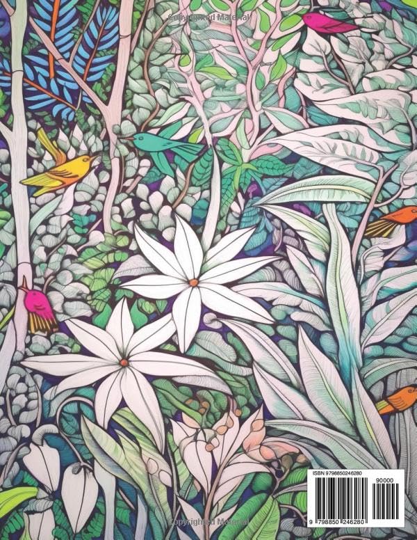 60 Beautiful Jungle Scenes; Coloring Book for Adults Includes Wildlife, Ruins, Mandala & More. Intricate Shades of Green: Reduce Anxiety, Relieve Stress, & Calm your Mind with these amazing patterns image 3