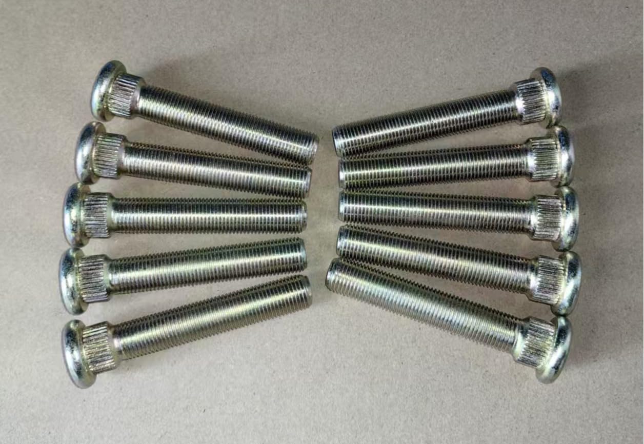 10 PCS Extended Longer Than Stock Serrated Wheel Stud Bolts 1/2-20 Thread 0.625 in. Knurl, 3 in. Length Replacement for Most Ford & Jeep Mazda Lincoln Mercury