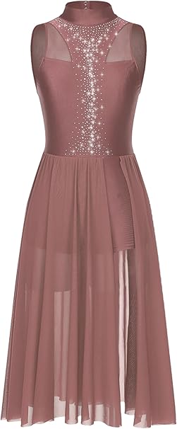 Yihuimin Robe Danse Lyrique Fille Sans Manches – Justaucorps Mousseline – 5-16 Ans