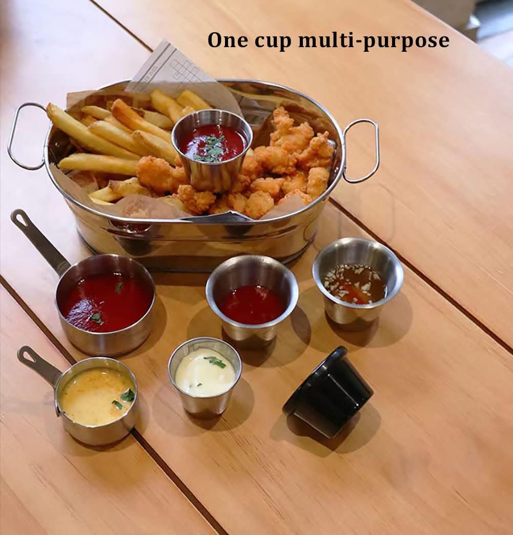 Aliotech 2.5 oz Stainless Steel Sauce Cups, Ramekin Dipping Sauce Cup, Individual Condiment Cups, Commercial Grade Portion Cups Portion Dipping Sauce Kitchen Set