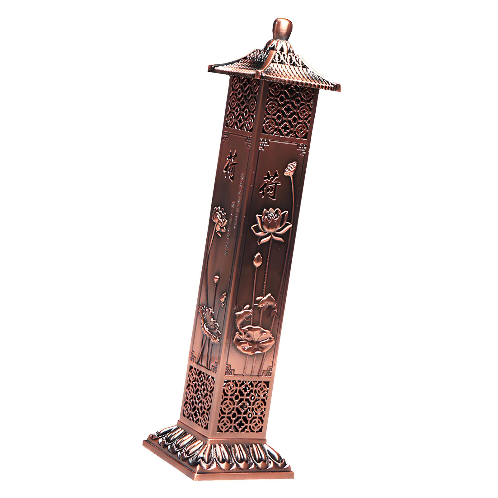 Limtula Oriental Metal Incenses Burners Chinese Lotuses Pattern Hollow Vertical Censers for Meditations Room and Living Space Meditations Metal Censers
