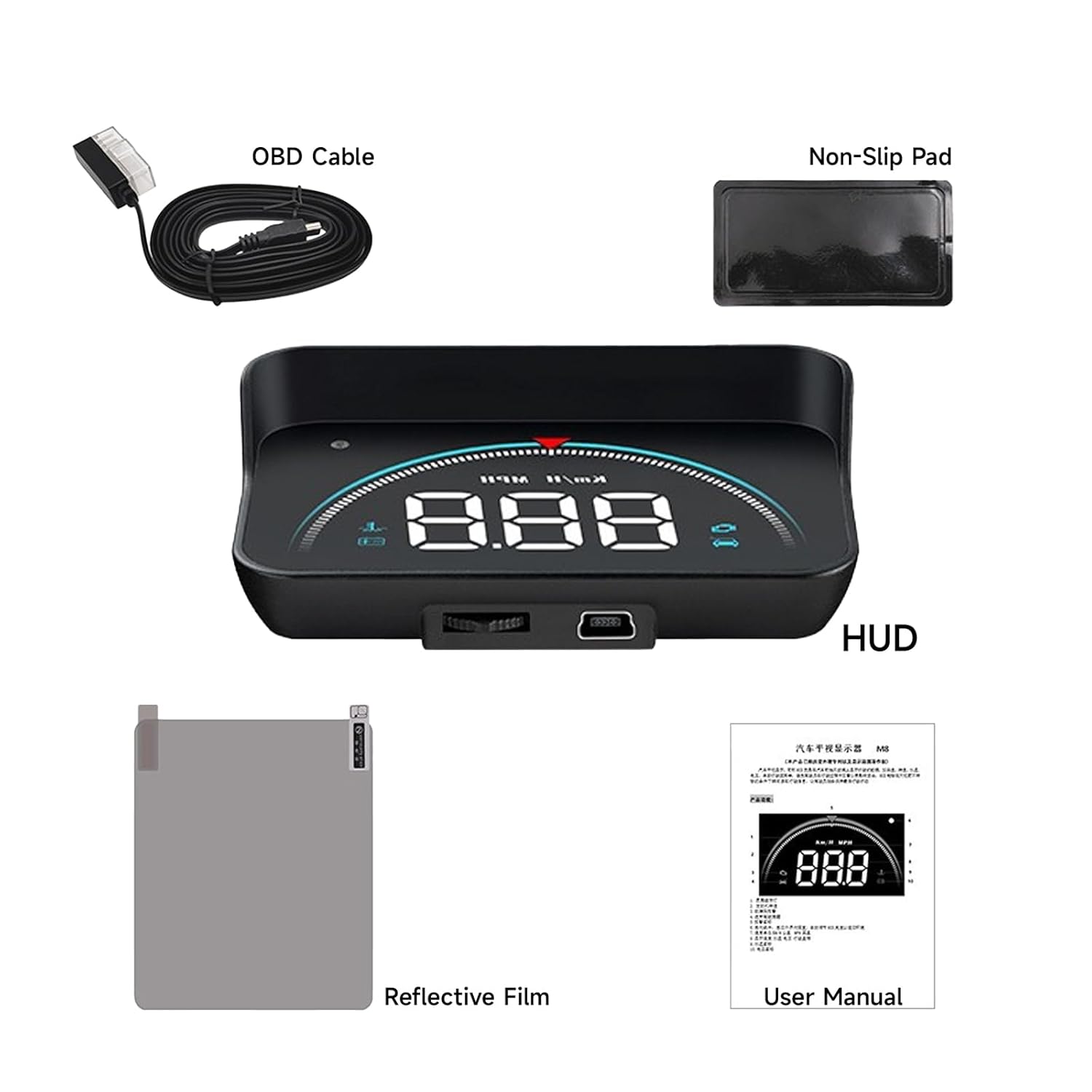 Car HUD Display, GPS Speedometer Projector with Overspeed Warning, OBD2 & GPS Dual Mode for All Cars, Universal Head Up Display Windshield w/Night Mode