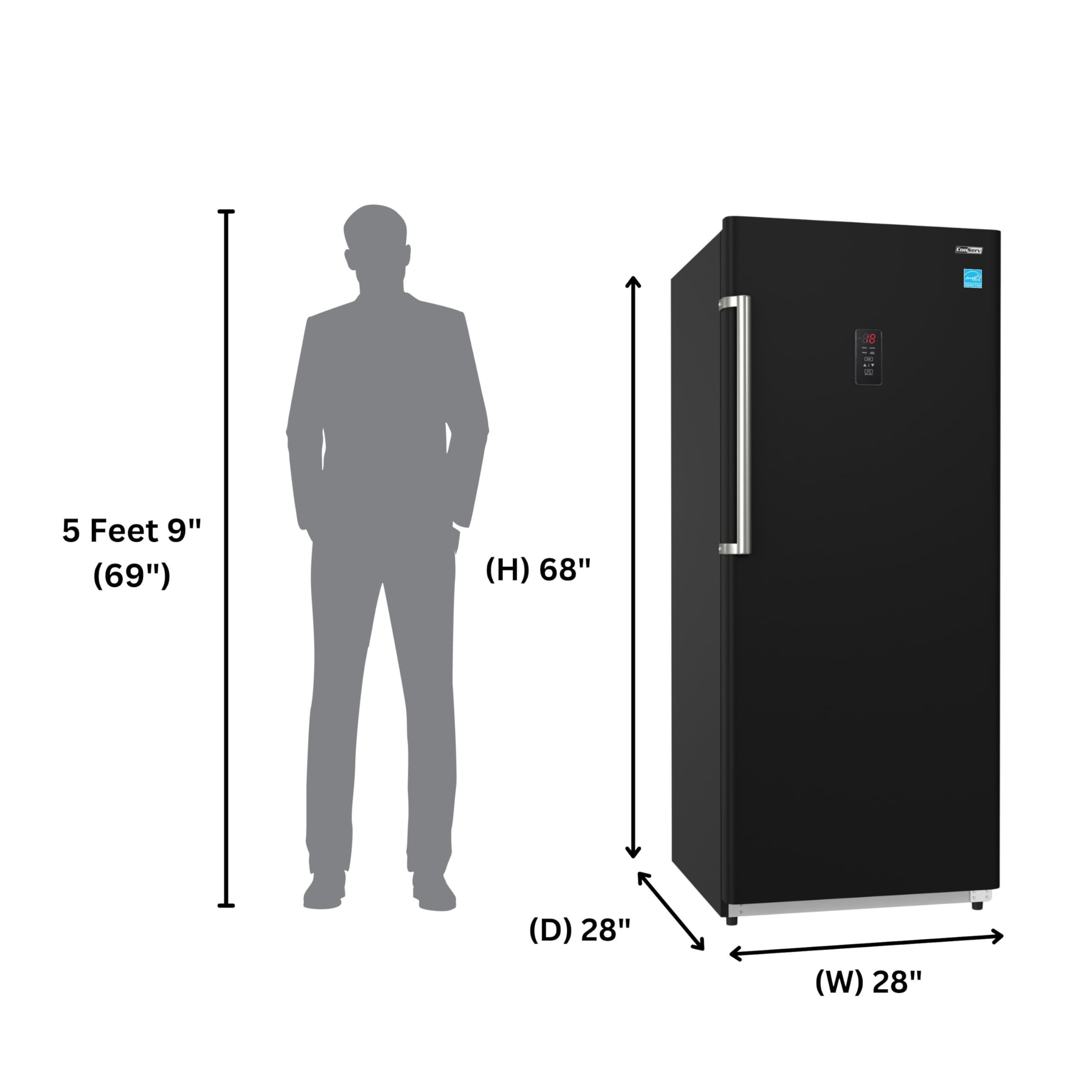 Conserv 14cf Upright Freezer CONVERTIBLE REF Garage Ready 28in wide 110V (Black) on Fridge.com