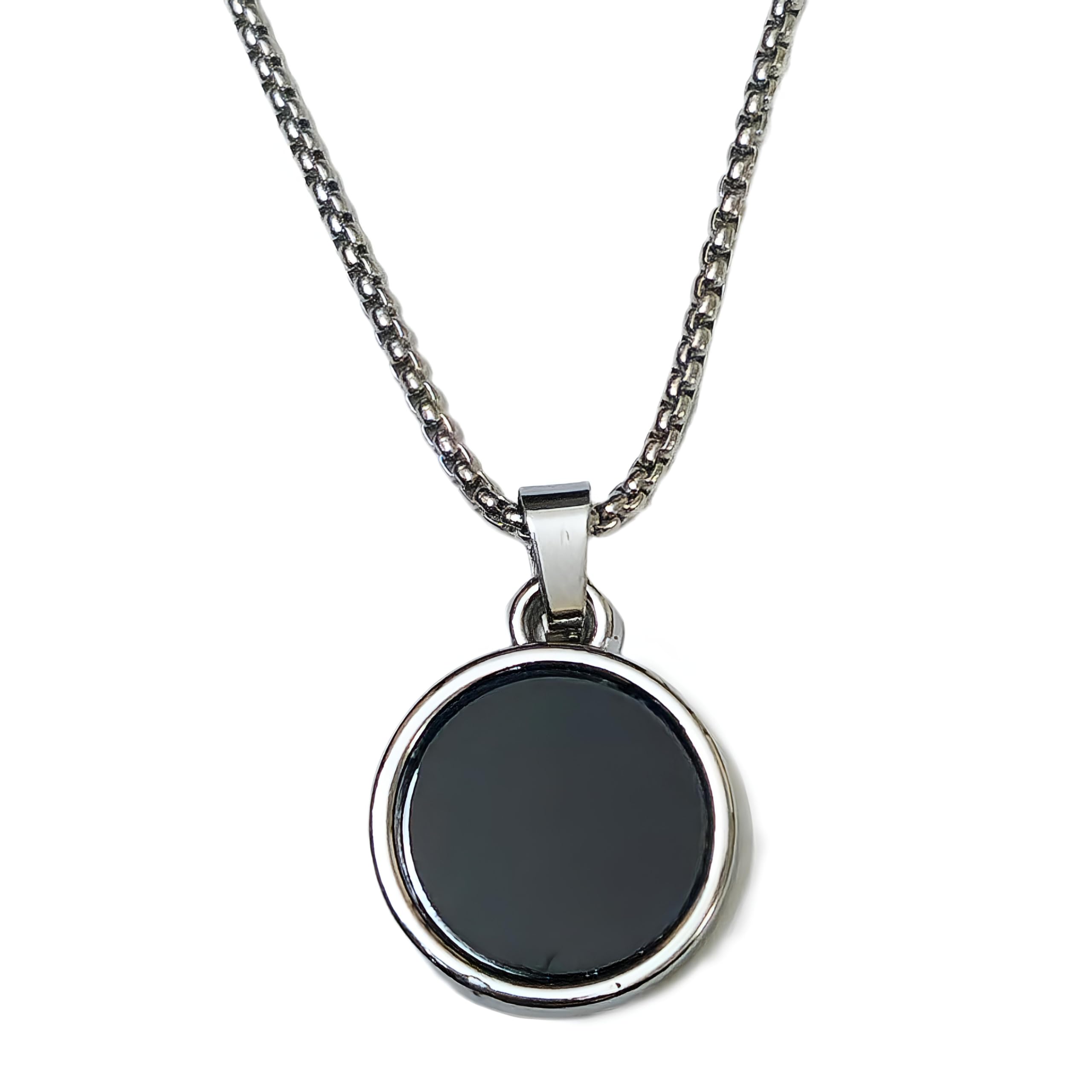 ETANA Mens Black colour Round classic Pendant chain for men | Stainless steel Black Silver locket pendant necklace chain for men boys Anniversary gift for Husband Gift Chains (B0CWPBB5M4) Amazon Price History, Amazon Price Tracker