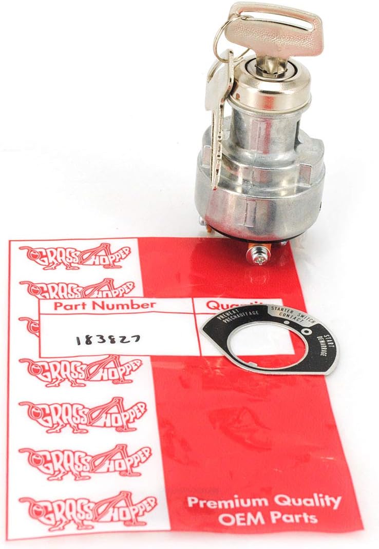 Grasshopper Mower Ignition Switch Key for 3-Cylinder Kubota Liquid-Cooled Engines. Fits All FrontMount and MidMount Models with Liquid-Cooled Kubota, OEM 183827