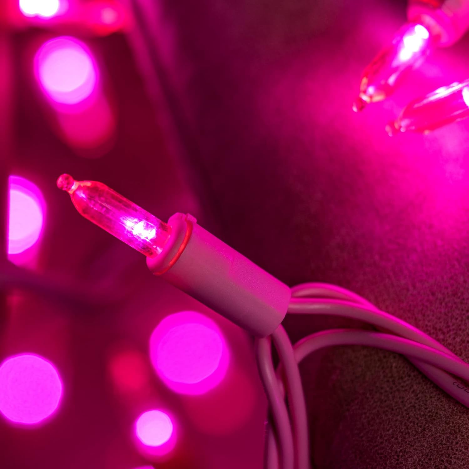 200 Pink LED Christmas Lights with Pink Wire, Pack of 2 Sets 33 ft 100 Count UL Certified Commercial Grade String Light