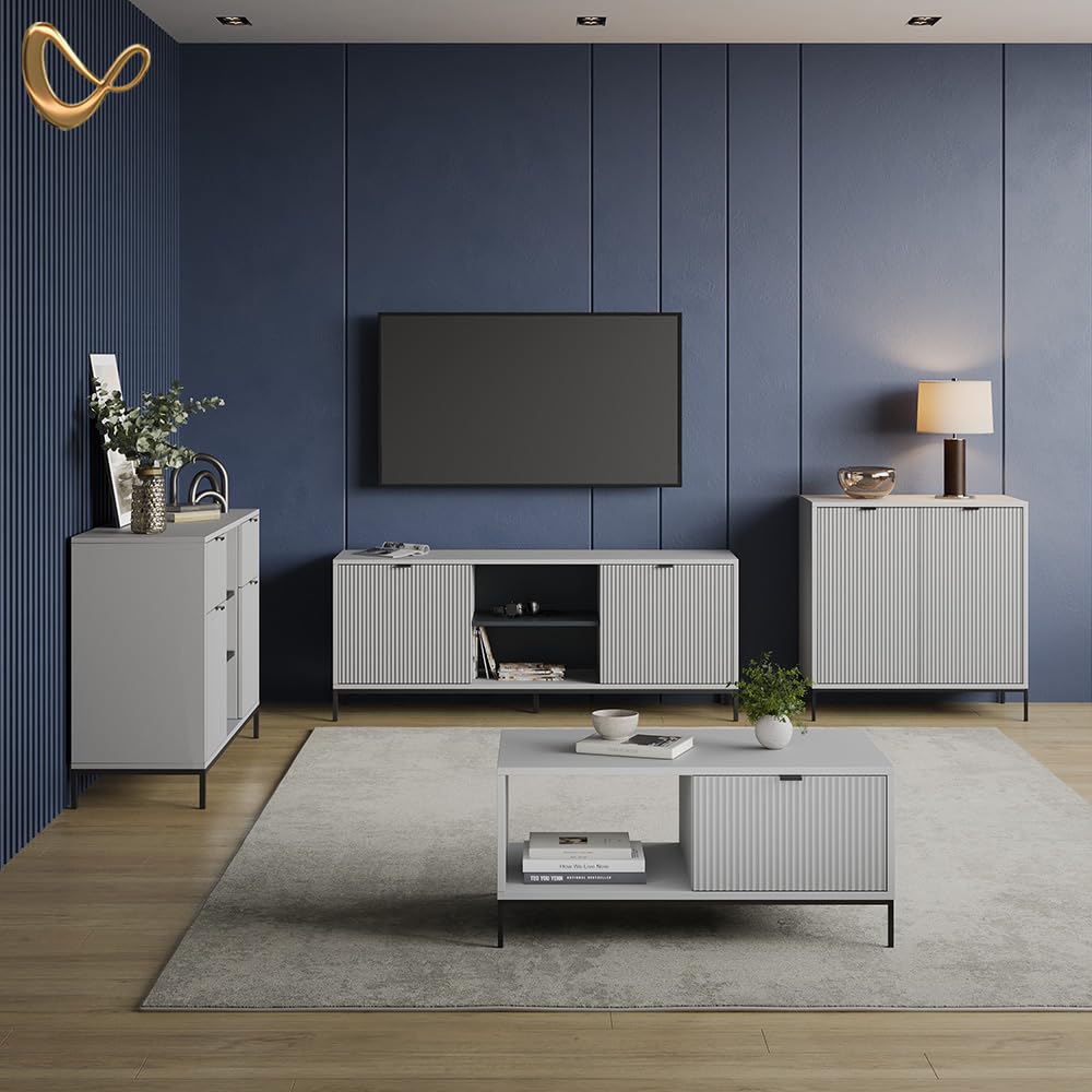 Livinity Cassettiera per camera da letto Aterno, Grigio, 120 x 81.2 cm