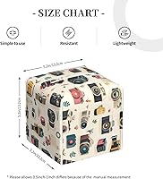 Vista 2 de Decorative Tissue Box Cover Square - Retro Camera Print Leather Cube Tissue Box Holder Paper Case, Organizer Dispenser for Modern Home &