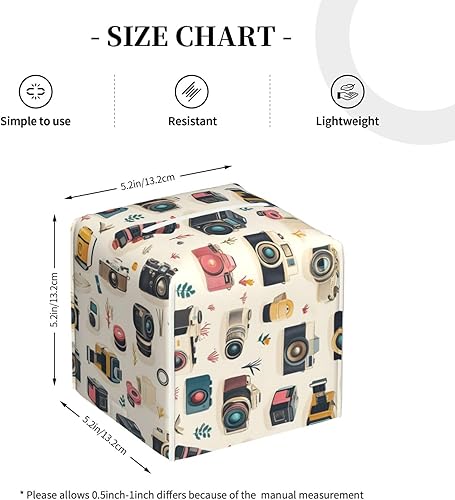 Miniatura 2 de Decorative Tissue Box Cover Square - Retro Camera Print Leather Cube Tissue Box Holder Paper Case, Organizer Dispenser for Modern Home &