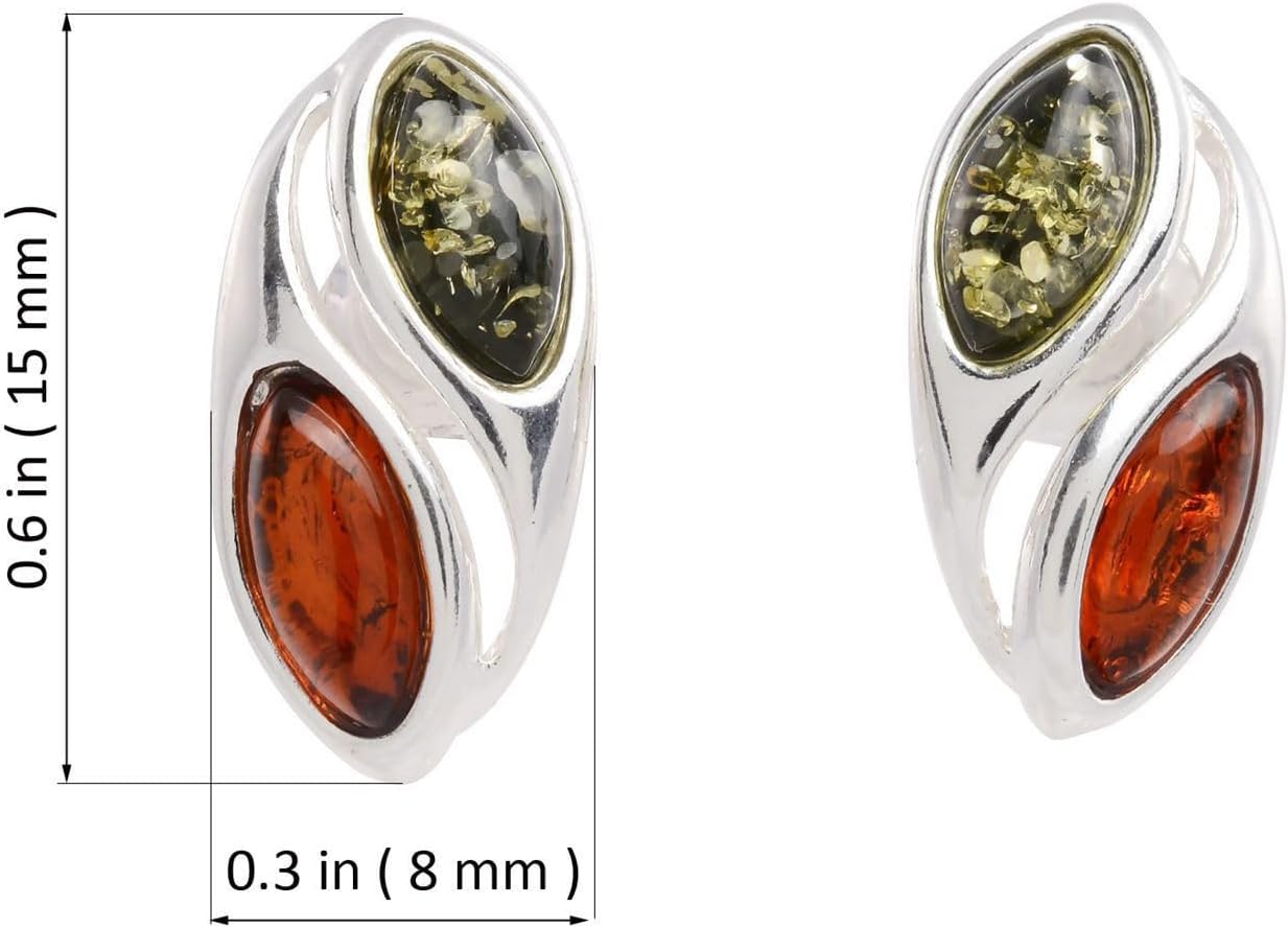 Amber Earrings - Baltic Honey and Green Amber Stud Earrings - Sterling Silver Jewelry Collection - Image 3