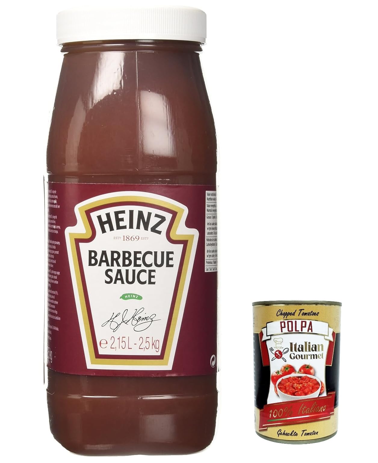 Italian Gourmet Salsa Barbecue BBQ rauchige Sauce Squeeze 3 x 2,5kg Flasche | Gusto affumicato intenso; einfache Portionierung für Grillfleisch, Burger, Gesamtnettogewicht 7,5 kg + Kostenlos Polpa 400g