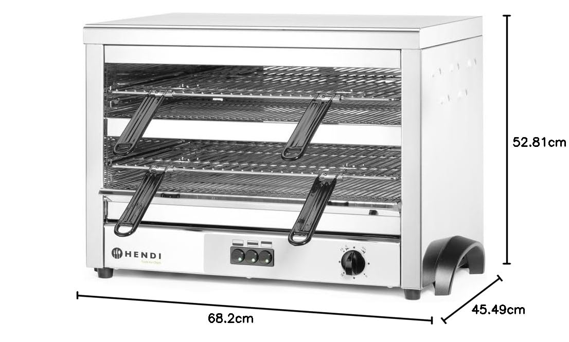 HENDI Professional electric salamander, infrared quartz, GN 1/1, 400V, 4500W, 682x528x(H)455mm, stainless steel