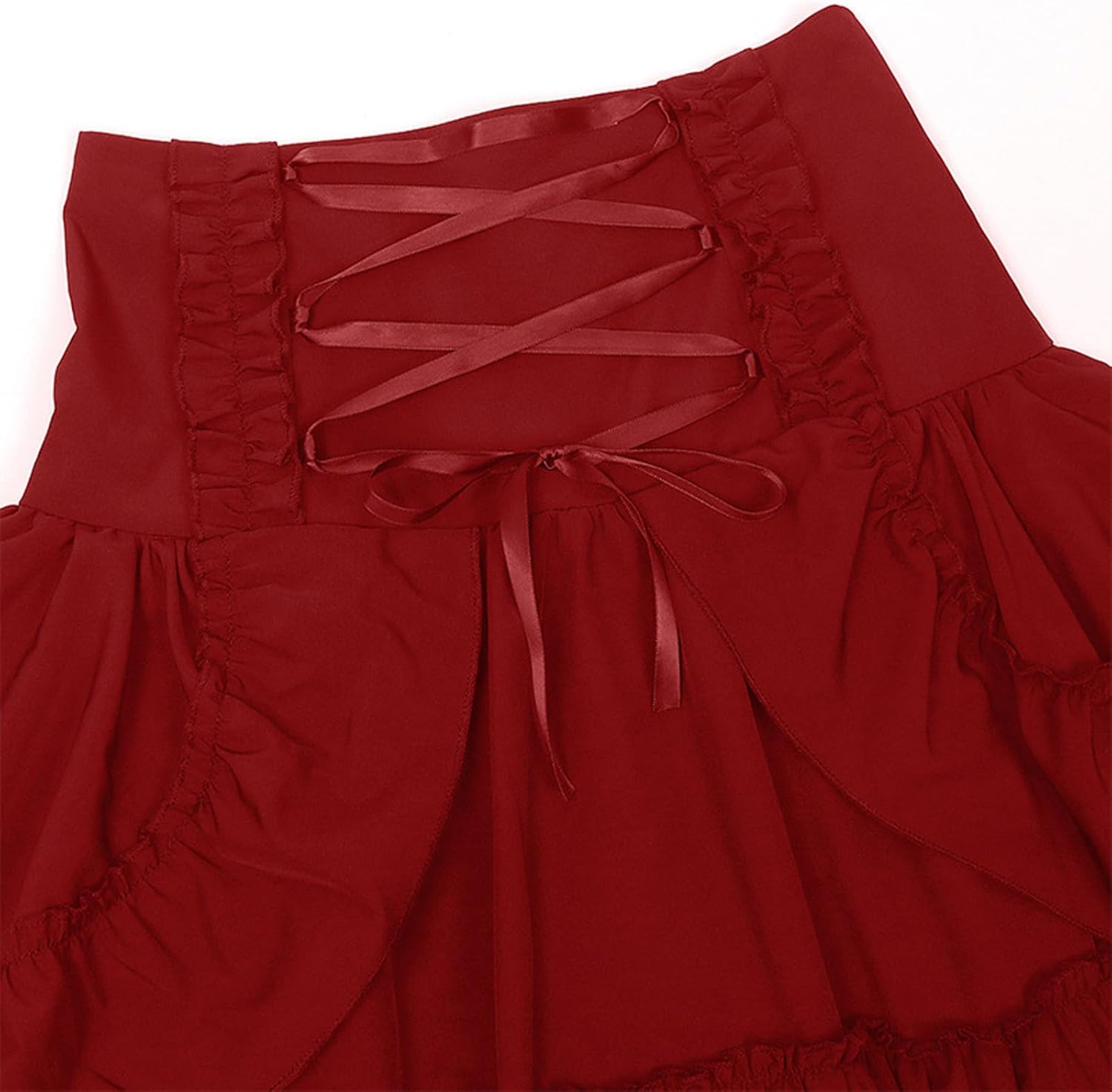 JOAU Women Gothic Steampunk Skirt Victorian Lace Up Irregular Ruffle Pirate Skirts Medieval Renaissance Costume Cupcake Skirt