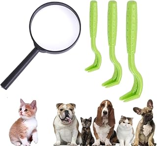4pcs cat dog Tick Magnifying Glass tick Check dog tick Remover kit Reusable - cat tick remover tools comb tick identification card - for humans, dogs & cats pets
