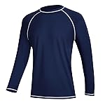Men\'s Swim Shirts Rashguard Sun Shirt UPF 50+ UV Sun Protection Outdoor Long Sleeve T-Shirt Swimwear Navy Blue S
