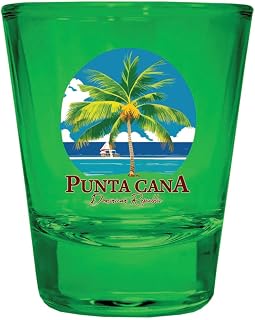 R and R Imports Punta Cana Dominican Republic Design A Souvenir Full Color 2oz Shot Glass Green Single