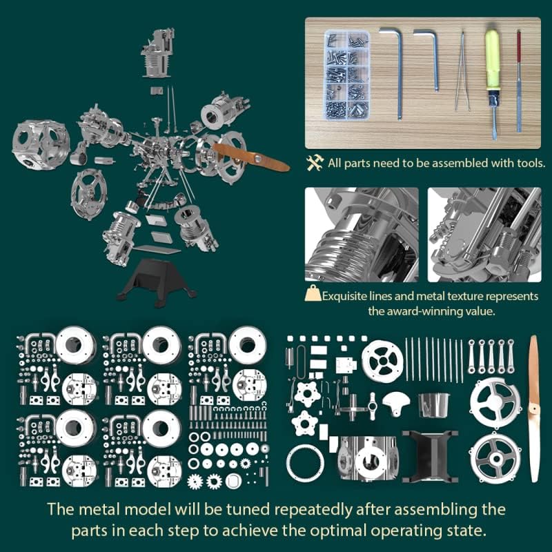 US in Stock, Electric Engine Five Cylinders Radial Simulation DIY Model Building Kits