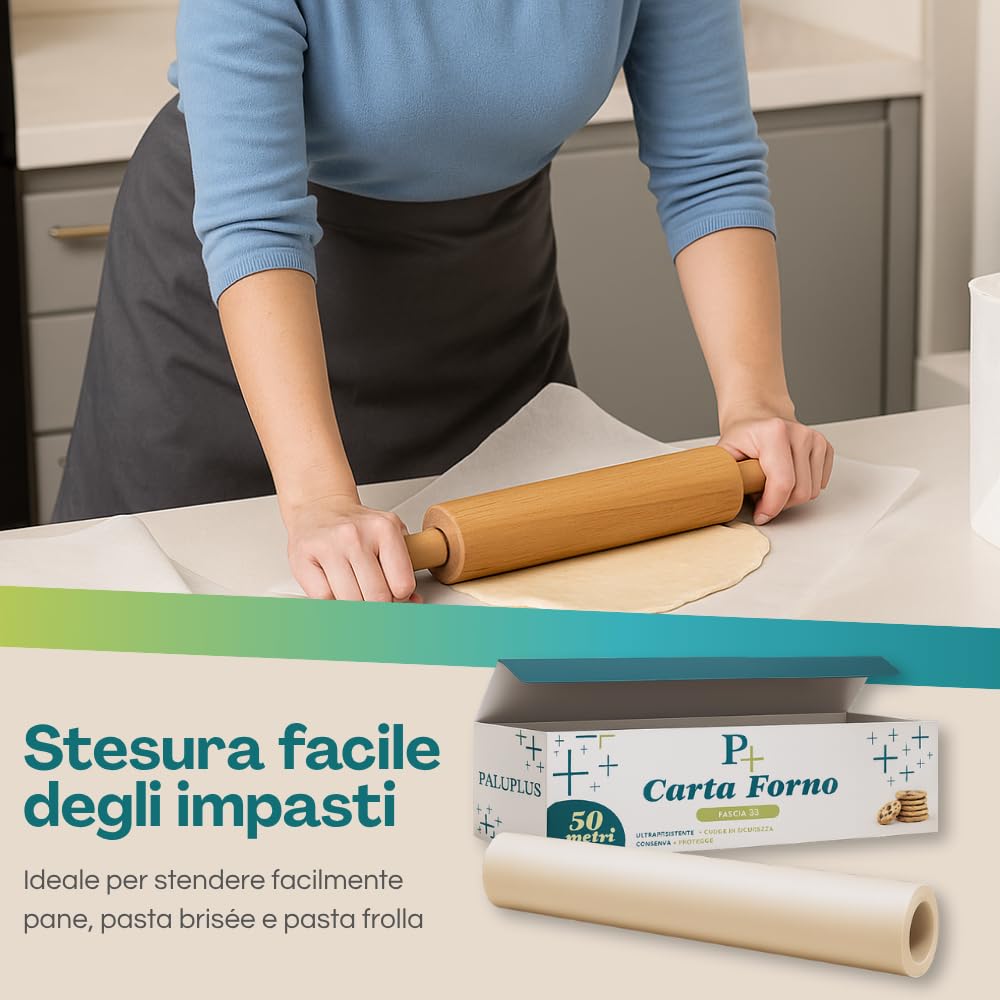 Palucart carta forno 50 m larghezza 33 cm antiaderente carta per cucina (9 rotoli)