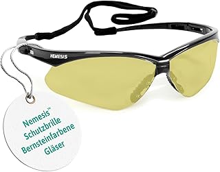 Ansell KleenGuard Nemesis Schutzbrille PSA Augenschutz, Leichte Umschließende Arbeitsbrille für Bau, Schießstand, Outdoor und Industrie – Bernstein/Schwarz, 1 Stück