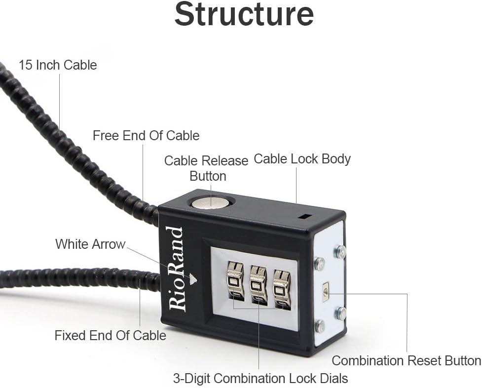 RioRand Trigger Lock 3 Digit Combination 15 Inch Gun Cable Lock