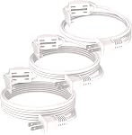 PLUGTUL 3 Pack 6FT White Indoor Extension Cord, 16 Gauge 2 Prong, 3 Polarized Outlets with Safety Caps, 16/2 SPT-2, CETL Listed, Conforms to CSA C22.2#21, for Indoor Use
