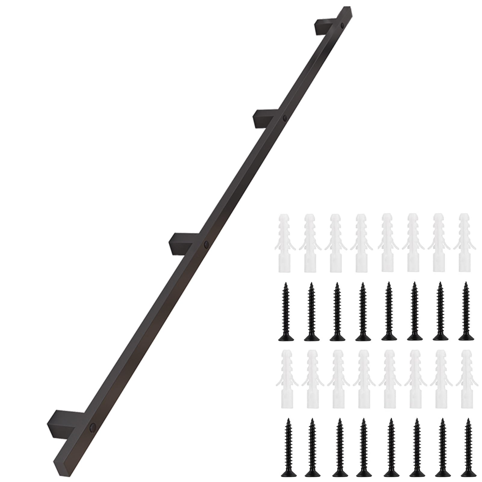 Fkxsxaz Hand Rails Inside Stairs 10Ft~20Ft, Stair Railing Outside Steps Grab Bar Wall Mounted Handrails For Easy To Install, Industrial Iron Staircase Banister Foot Rail Support(18Ft/540Cm