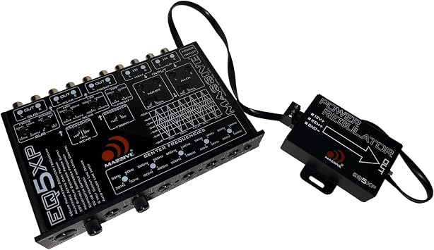 Massive Audio EQ5XP | 5-Band Car Audio Parametric Equalizer with 9V Line Driver, Subwoofer Control & Adjustable Fader - in-Dash EQ for Pro Sound Tuning