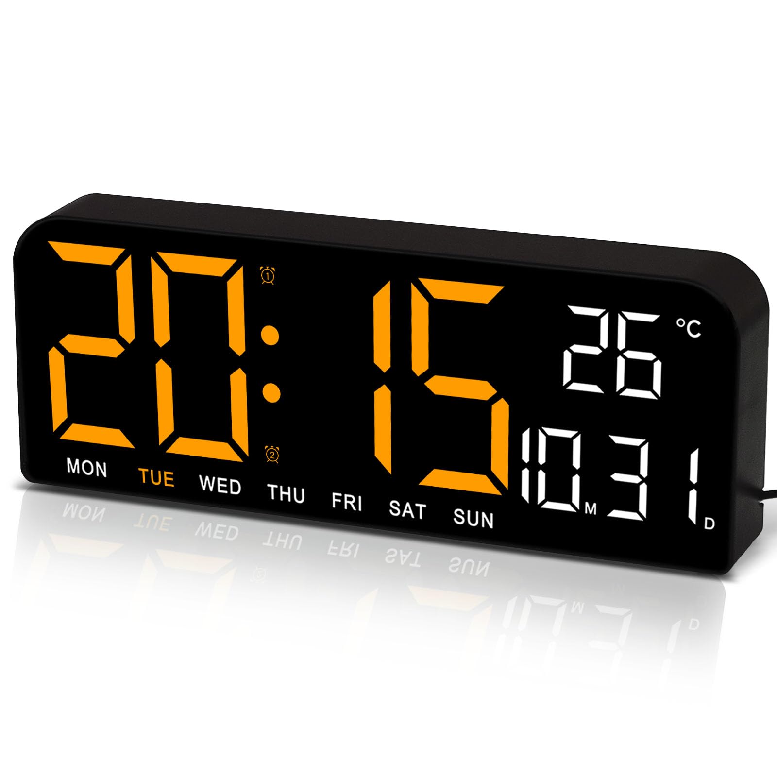Horloge murale LED pour chambre à coucher avec température