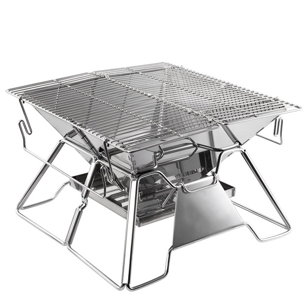 Parrilla portátil plegable de acero inoxidable para camping y barbacoas en exteriores