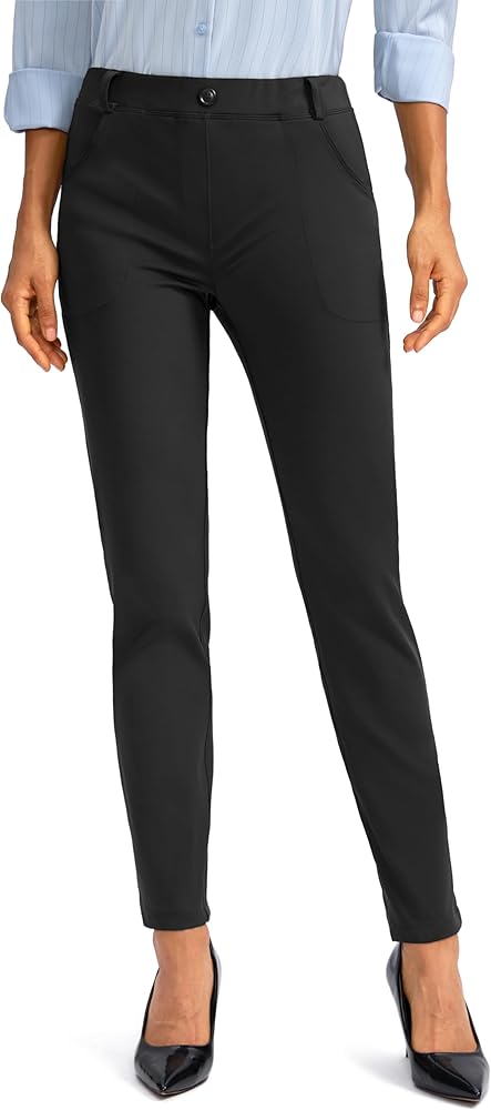 Rammus Women's Fleece Lined Dress Pants with Pockets Warm Winter