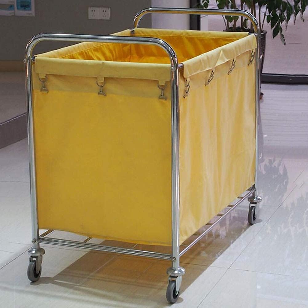 Home 90L Trolley Rolling Laundry Sorting Trolley Laundry Basket On Wheels Basket with Removable Bags for Beauty Salon Hotel Useful(Brown)