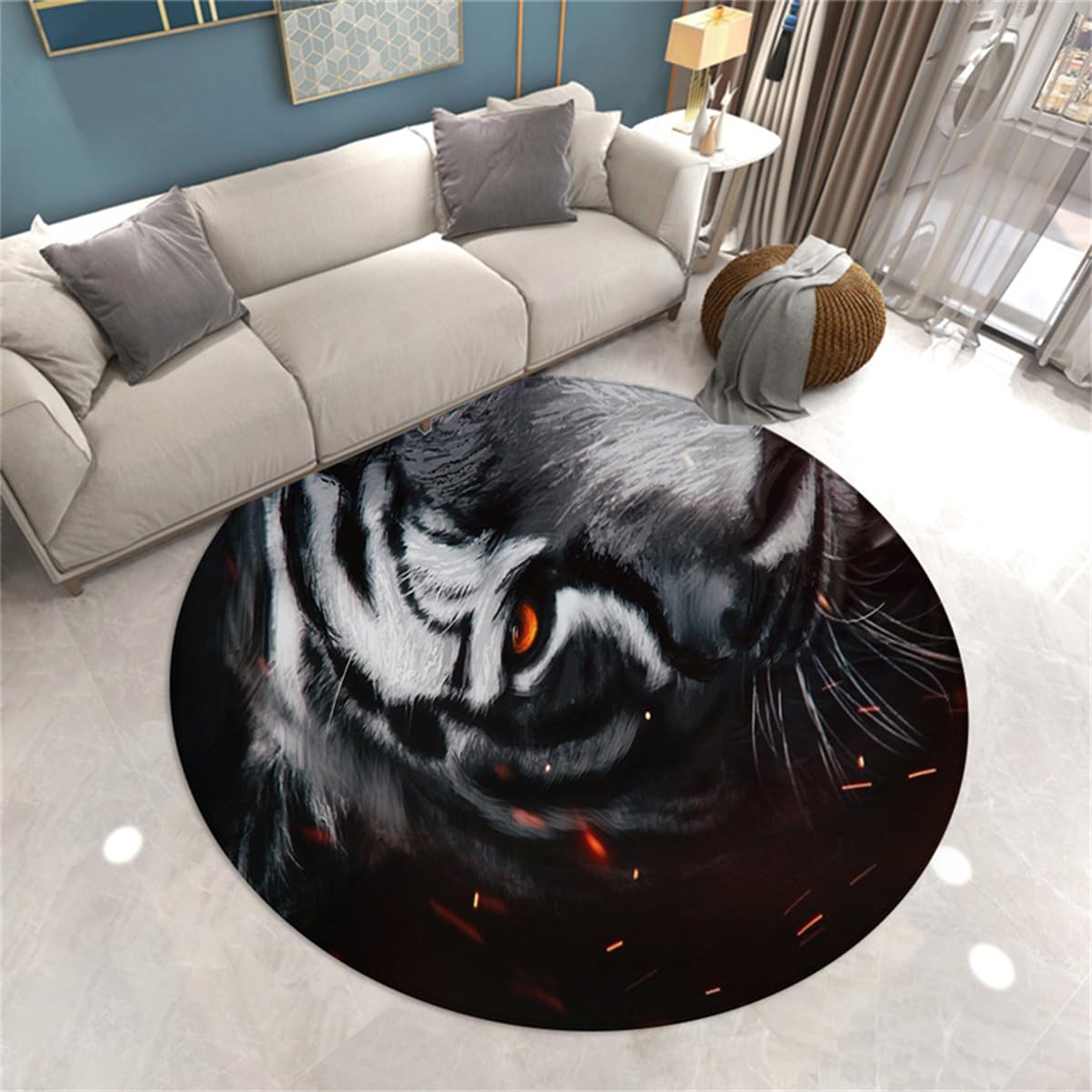 Tapis de salon tigre noir pour créer un coin lecture dans la chambre