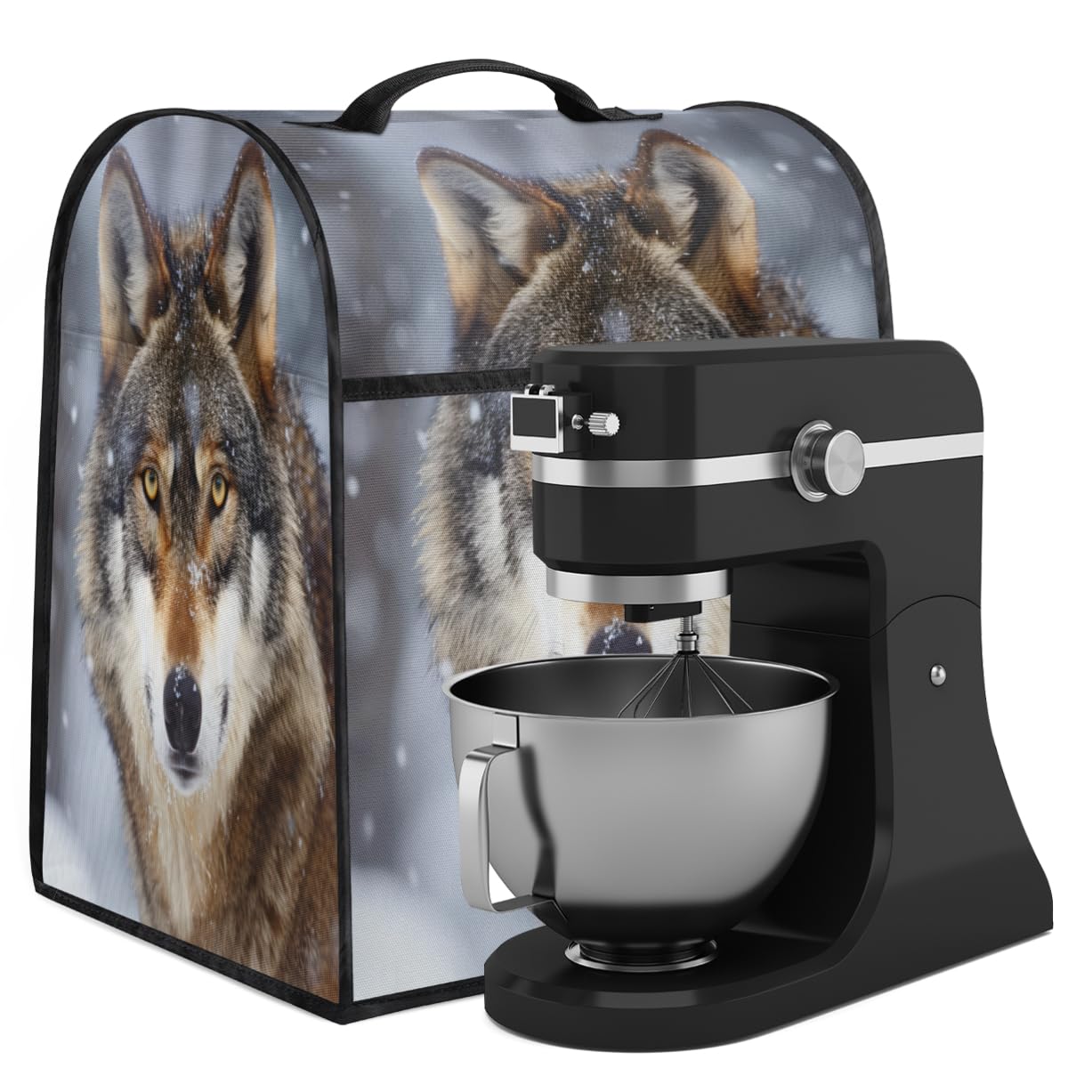 Coffee Maker Cover Wolf Pattern Kitchen Appliance Covers Small Appliance Covers Blender Cover Juicer Cover Dust Covers for Kitchen Appliances with Top Handle and Pockets,Washable,C290