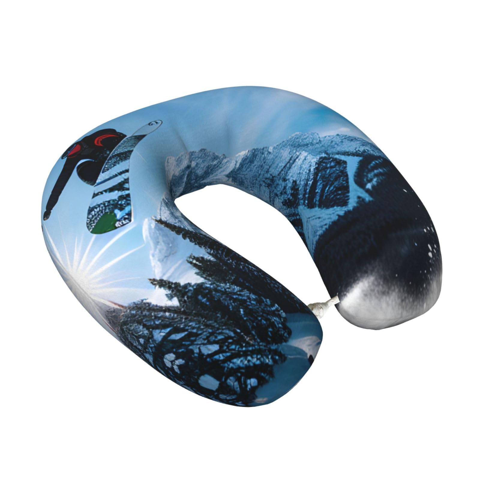 Yyoretp Snowboarding Print Travel Pillow Pure Memory Foam Neck Pillows Portable Headrest for Airplane