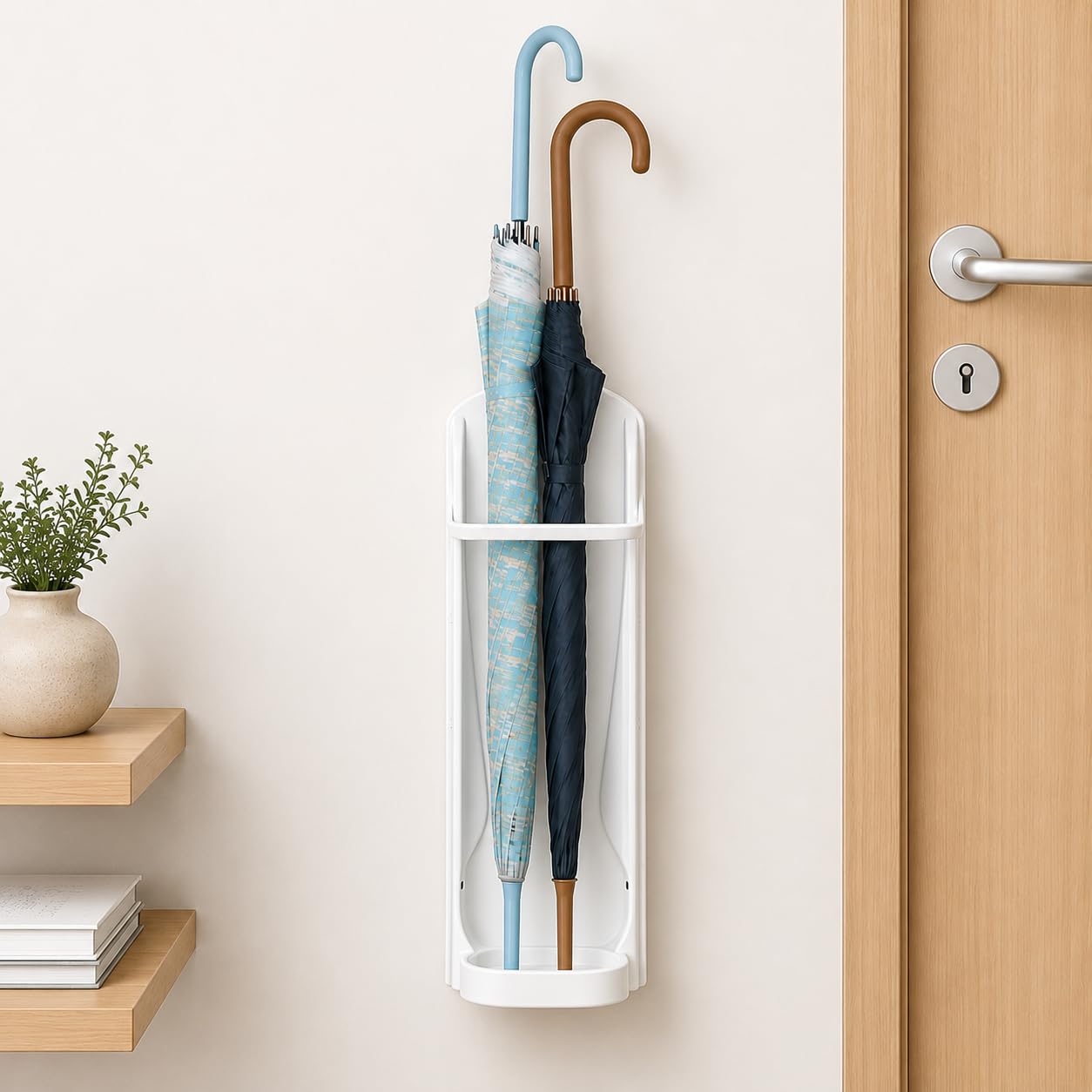 Wall Mounted Umbrella Holder for Home & Office Space Saving Umbrella Storage Rack with Water Drip Tray, Self Adhesive Umbrella Organizer for Entryway, Hallway & Door-image-42