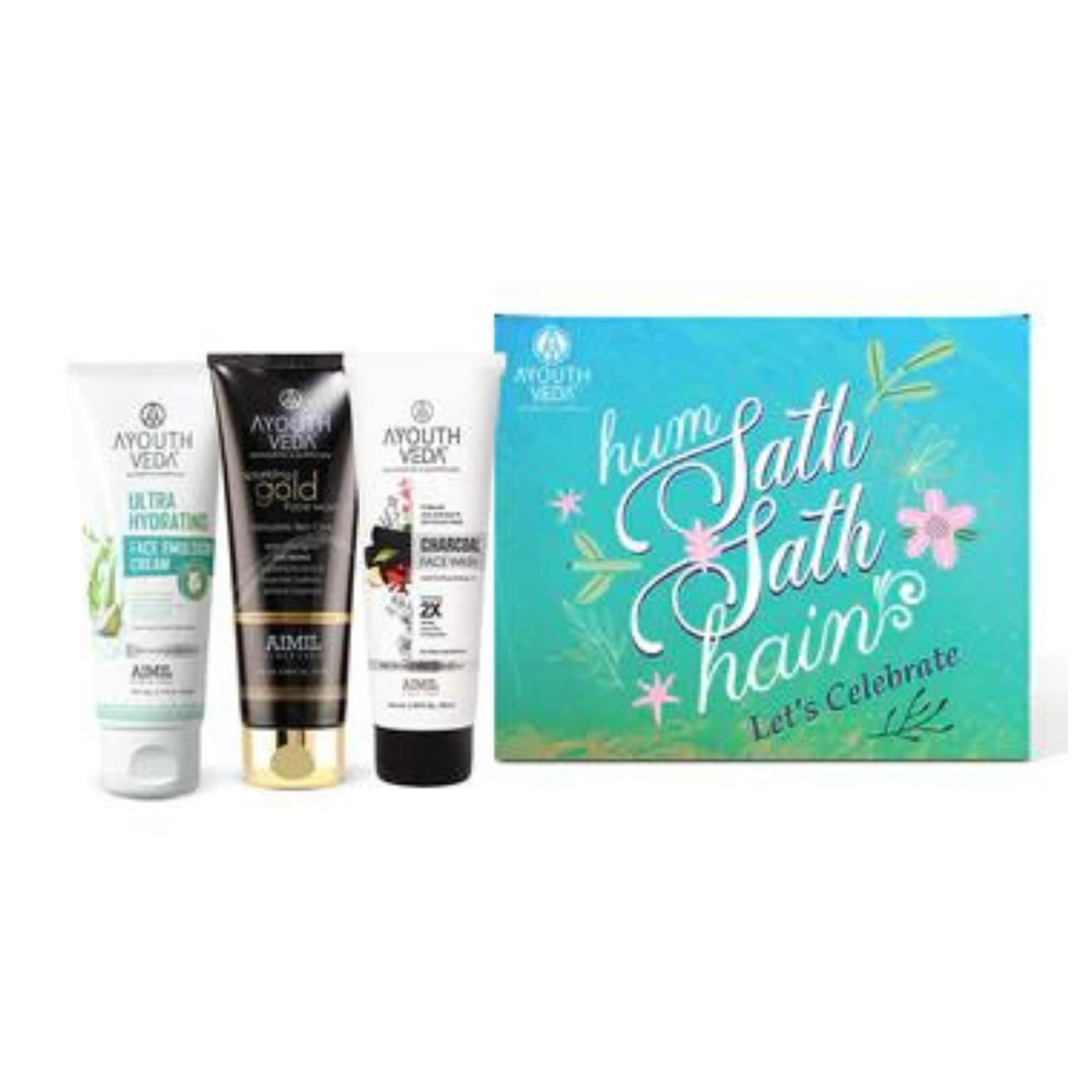 Ayouthveda Face Care Gift Set | With Hydrating Face Emulsion Cream, Sparkling 24K Nano Elemental Gold Face Wash & Activated Charcoal Face Wash | Deep Pore Cleaning & Oil Control | Fresh & Glowing Skin | Valentine Day Giftset