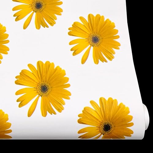 Miniatura 12 de Yifely Revestimiento de estante extraíble para encimeras de papel para cubrir gabinetes de cajones antiguos de apartamentos, margarita amarilla,