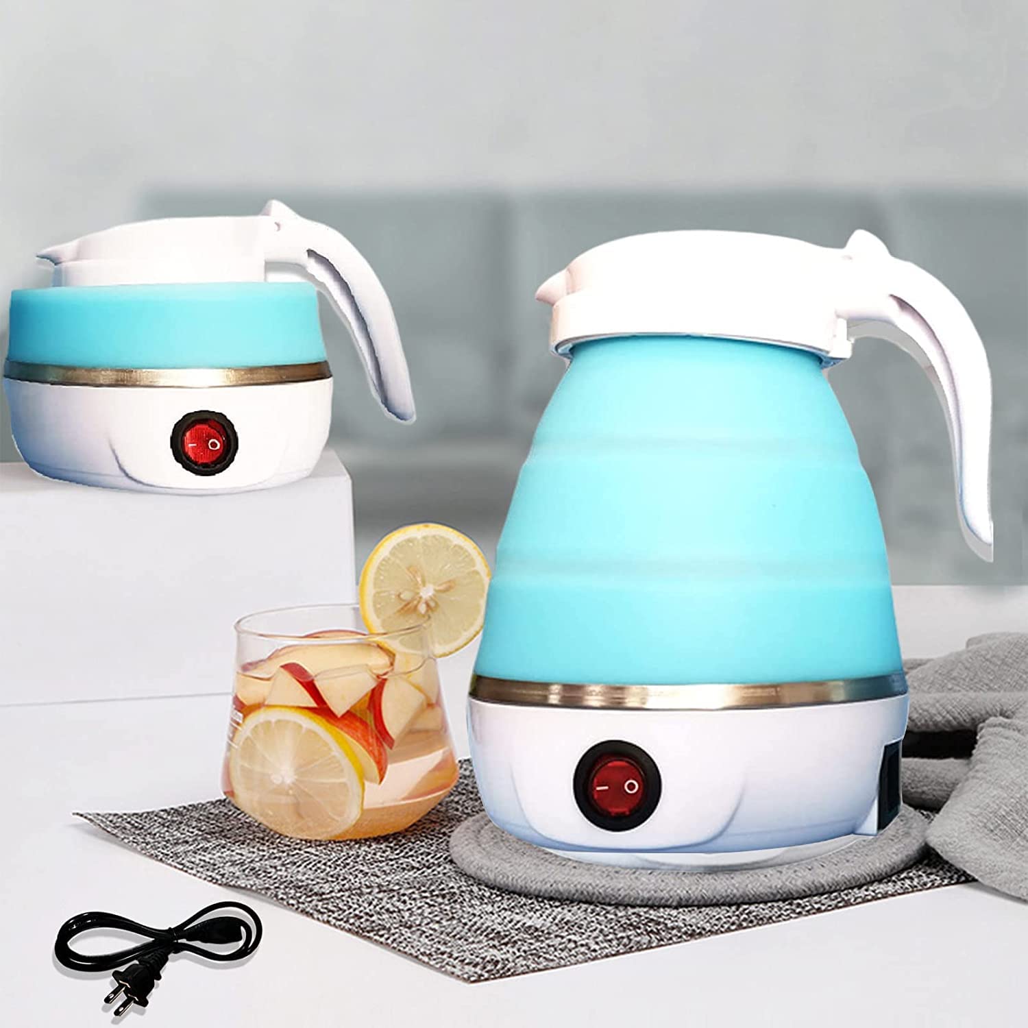 SILENCIO Portable Electric Kettle – Expandable & Collapsible for Easy Storage, Convenient & Folding for Travel, BPA Free Food Grade Silicone for Hot Water Tea Coffee Maker Water Boiler (600ML)-image-31