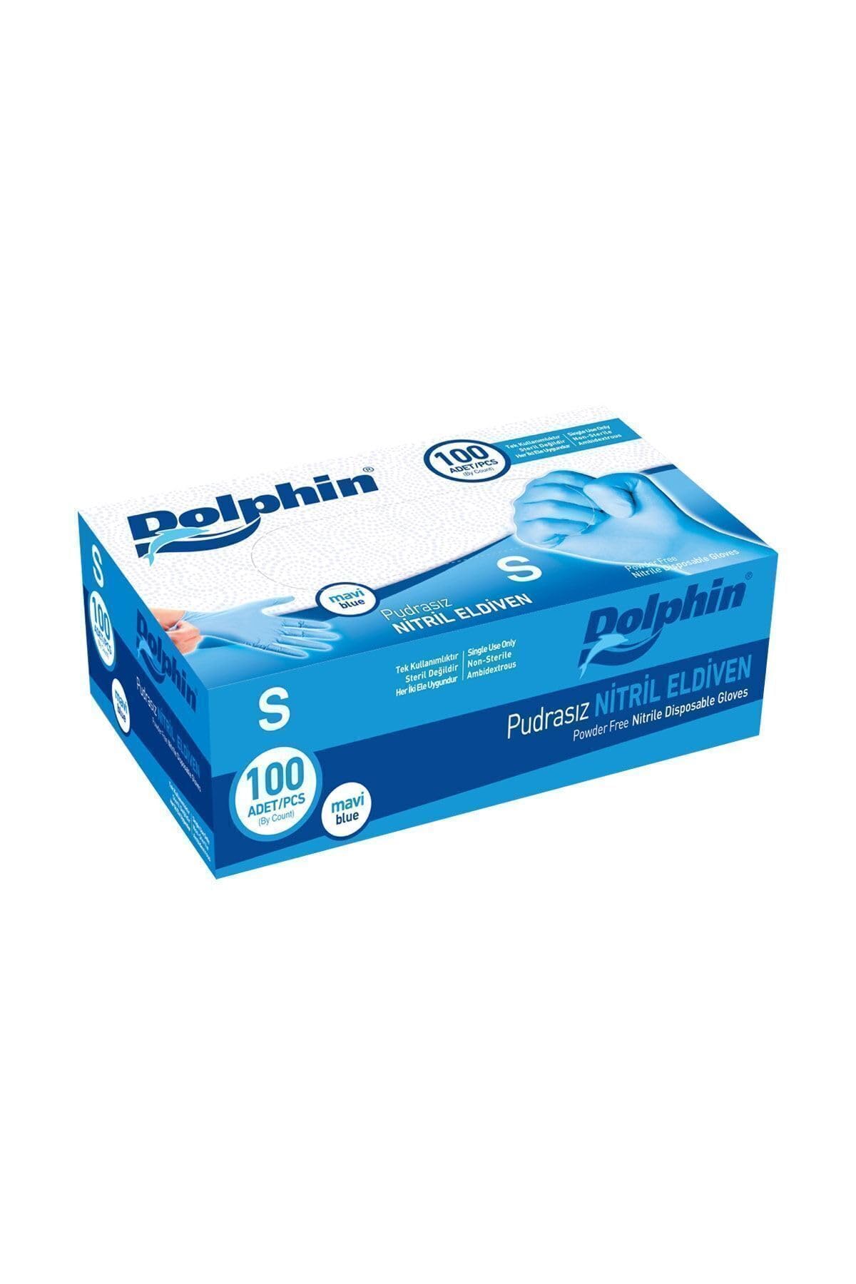 Dolphin Mavi Nitril Eldiven Pudrasız (S) 100'lü Paket