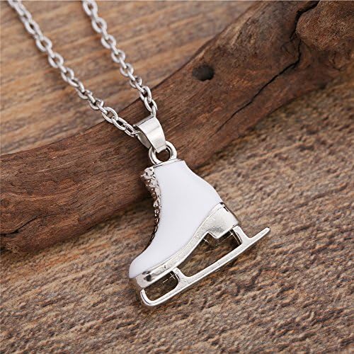 Myshape Fashion White Enamel Zinc Alloy Ice Skates Shoes Big Pendant Long Men Women Necklace