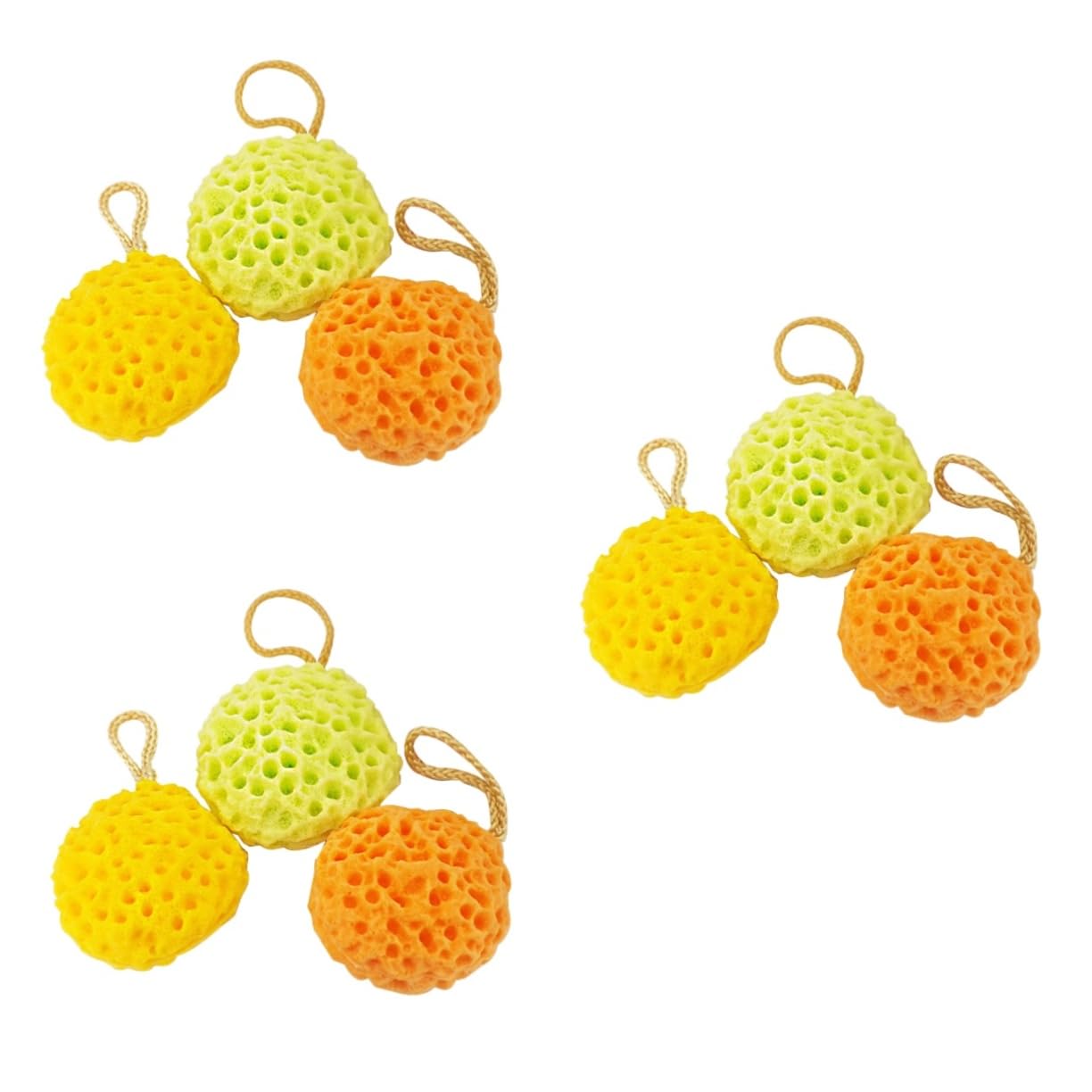 Healvian 9piezas Esponjas De Baño Panal Para Ducha Esponjas Exfoliantes Amarillo Verde y Naranja Suaves y Duraderas Para Limpieza Corporal