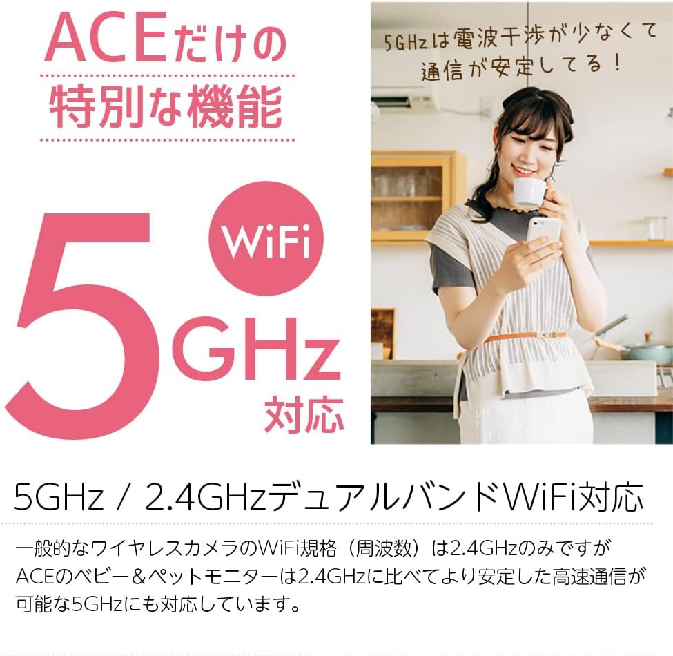 SECURITY SYSTEM ベビーモニター 屋内用 500万画素 Wi-Fi 5Ghz対応 自動追跡 ペットモニター ペ 【より】